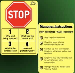 StartKleen's Safefy Program - yellow card